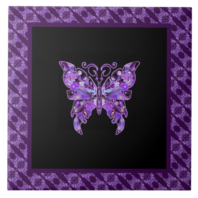 Lila Butterfly 31 Ceramic Tile Kakelplatta (Framsidan)