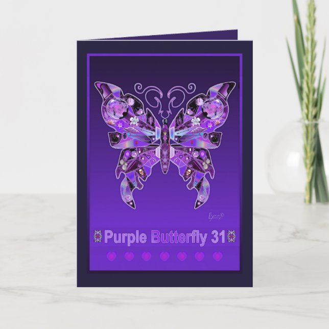 Lila Butterfly 31-födelsedagskort Kort (Framsida)