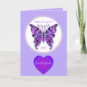 Lila Butterfly 31-inbjudan Tack Kort
