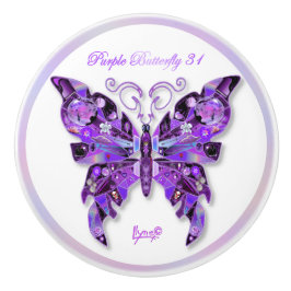 Lila Butterfly 31 Keramisk knopp