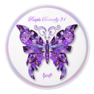 Lila Butterfly 31 Keramisk knopp