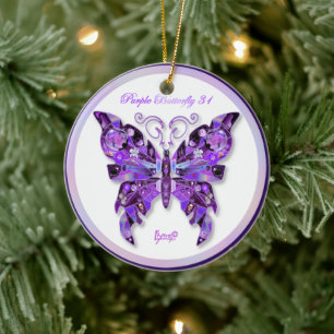 Lila Butterfly 31 Keramiska prydnadsämnen Julgransprydnad Keramik