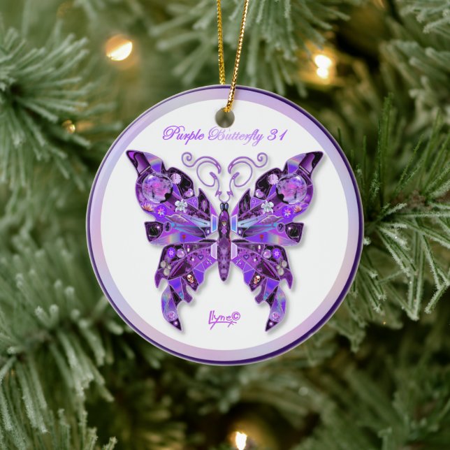 Lila Butterfly 31 Keramiska prydnadsämnen Julgransprydnad Keramik (Träd)