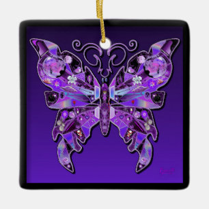 Lila Butterfly 31 Keramiska prydnadsämnen Julgransprydnad Keramik