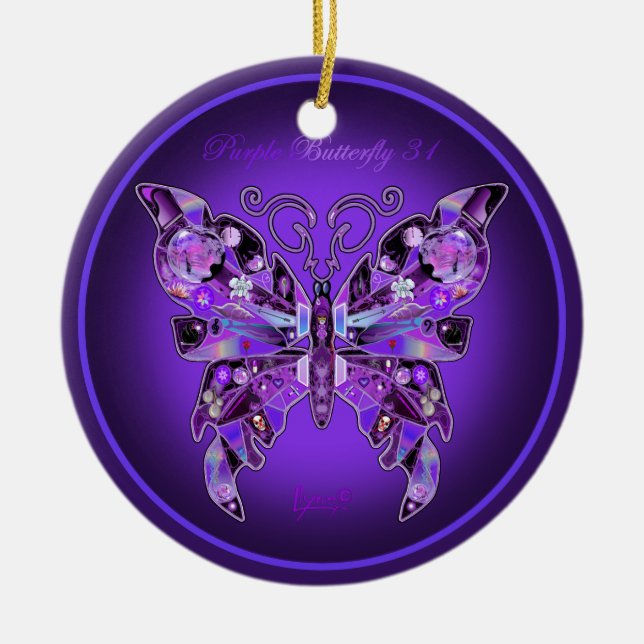 Lila Butterfly 31 Keramiska prydnadsämnen Julgransprydnad Keramik (Framsidan)