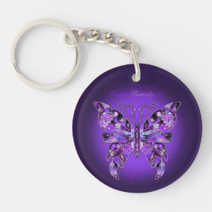 Lila Butterfly 31 Keychain