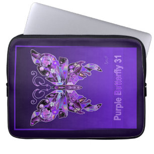 Lila Butterfly 31 Laptop Fodral