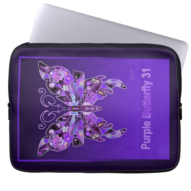 Lila Butterfly 31 Laptop Fodral (Framsidan)