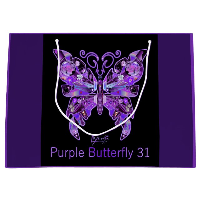 Lila Butterfly 31 Large Gift Bag (Framsidan)