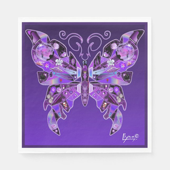 Lila Butterfly 31 Pappersservett (Framsidan)