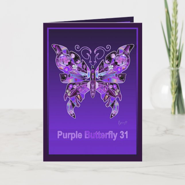 Lila Butterfly 31 tomt kort (Framsida)