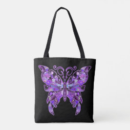 Lila Butterfly 31 Tote Bag Tygkasse