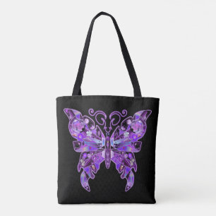 Lila Butterfly 31 Tote Bag Tygkasse