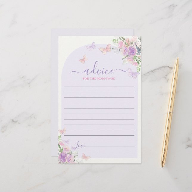 Lila Butterfly Advice for Mamma to be card (Fram/Back In Situ)