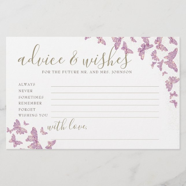 Lila Butterfly Advice Game Mrs Möhippa Brevpapper (Framsida)