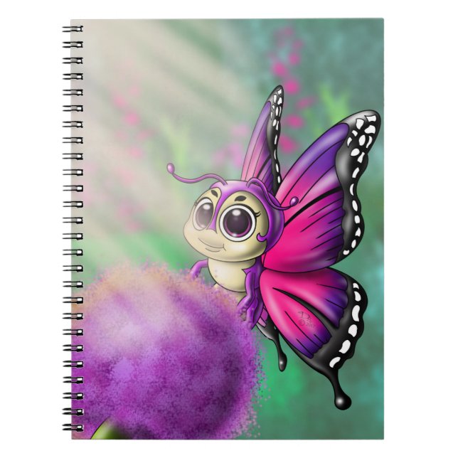 Lila Butterfly Anteckningsbok Med Spiral (Framsidan)