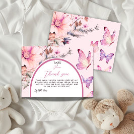 Lila Butterfly Baby i Bloom Girl Baby Shower Tack Kort