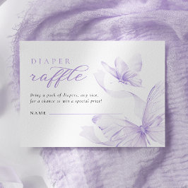 Lila Butterfly Baby Shower Diaper Raffle Tilläggskort