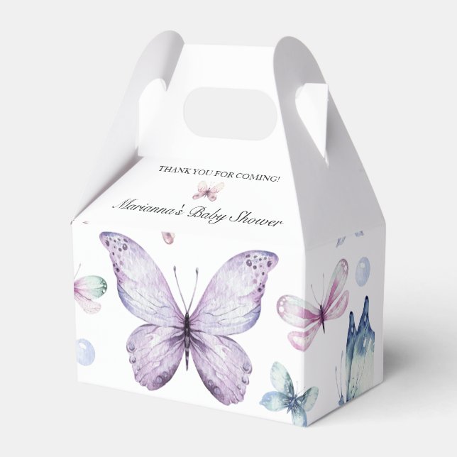 Lila Butterfly Baby Shower Flicka Favoritbox Presentaskar (Framsidan Sidan)