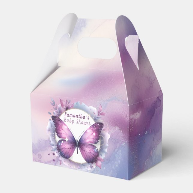 Lila Butterfly Baby Shower Presentaskar (Framsidan Sidan)