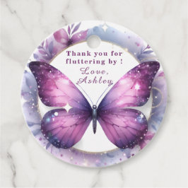 Lila Butterfly Baby Shower Tack Gåvor Etiketter