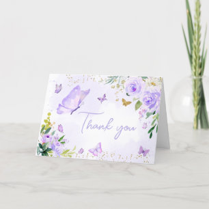 Lila Butterfly Baby Shower Tack Kort