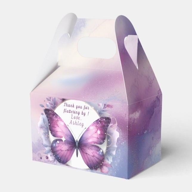 Lila Butterfly Baby Shower Tack Presentaskar (Framsidan Sidan)