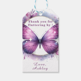 Lila Butterfly Baby Shower Tack Presentetikett