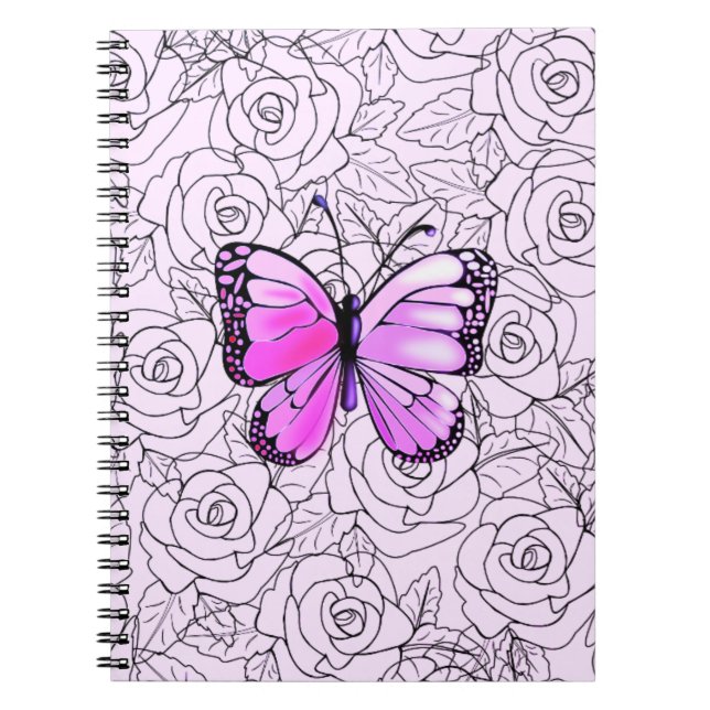 Lila Butterfly bärbar dator med Ro Anteckningsbok (Framsidan)