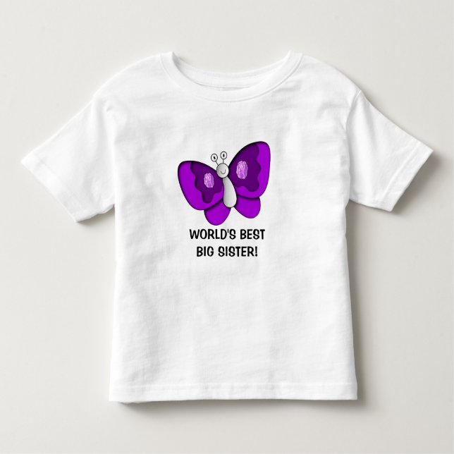 Lila Butterfly Best Big Sister Småbarn Dress Tee (Framsida)