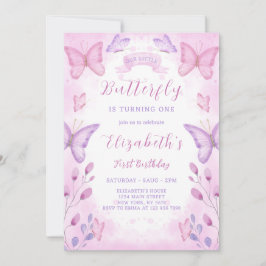 Lila Butterfly Birthday-inbjudan Inbjudningar