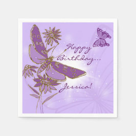 Lila Butterfly Birthday Napkins Pappersservett