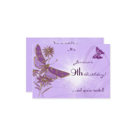 Lila Butterfly Birthday OSA Inbjudningskort