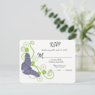 Lila Butterfly Blommigt Bröllop OSA Card Kort