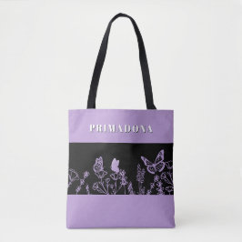 Lila Butterfly & Blommigt Garden Aesthetic Tote Ba Tygkasse