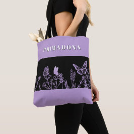 Lila Butterfly & Blommigt Garden Aesthetic Tote Ba Tygkasse