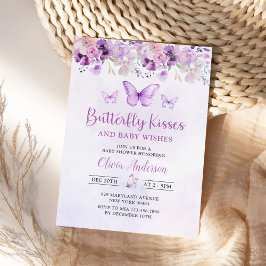 Lila Butterfly Blommigt Girl Baby Shower Inbjudningar