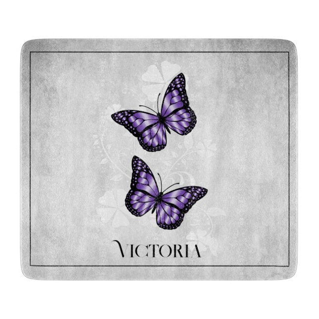 Lila Butterfly Blommigt Personlig Clearboard Board (Framsidan)