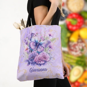 Lila Butterfly Blooming Garden Tygkasse