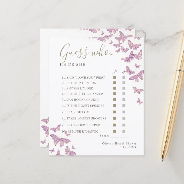 Lila Butterfly Boho Möhippa Gissa vem som spelar (Fram/Back In Situ)