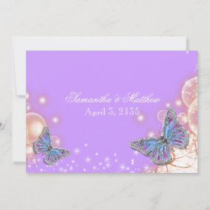 Lila butterfly bröllop inbjudningar