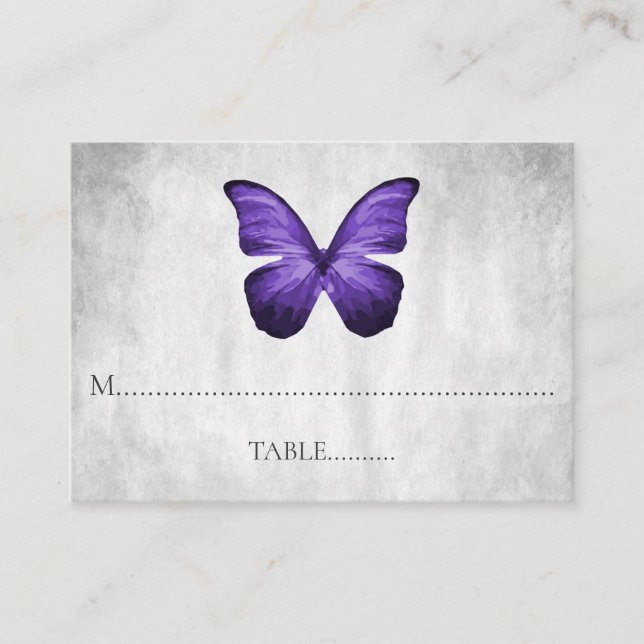 Lila Butterfly Bröllop Place Cards Placeringskort (Framsida)