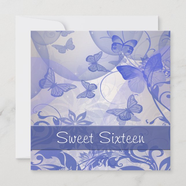 Lila Butterfly Bubbles Star Sweet sixteen Inbjudningar (Framsida)