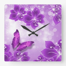 Lila Butterfly Clock