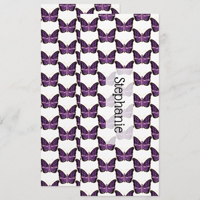 Lila Butterfly Design Bookmark (Fram/baksida)