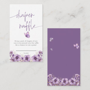 Lila Butterfly Diaper Raffle Card Baby Shower Tilläggskort