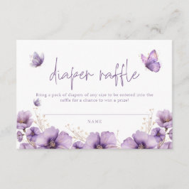 Lila Butterfly Diaper Raffle Card Baby Shower Tilläggskort