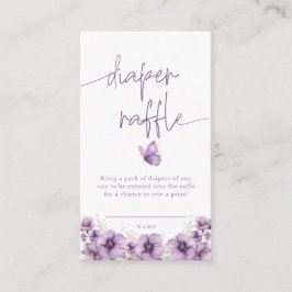 Lila Butterfly Diaper Raffle Card Baby Shower Tilläggskort