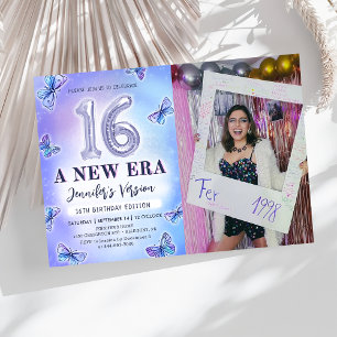 Lila Butterfly Eras Birthday 16th Photo Inbjudningar