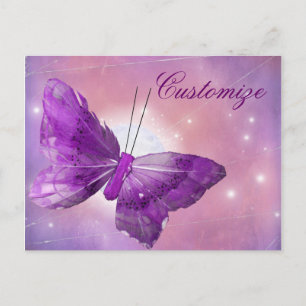 Lila Butterfly Fantasy Måne Design Vykort